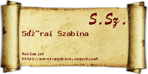 Sárai Szabina névjegykártya